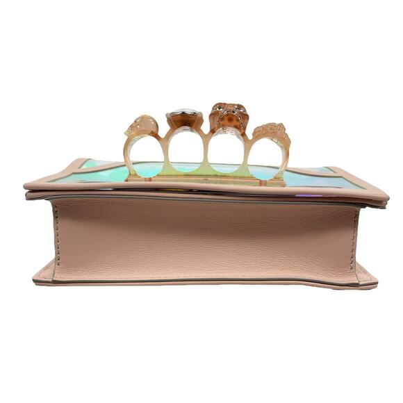 Alexander McQueen Mini Jewelled Crossbody Bag Holographic Pink PVC Leather - Picture 8 of 16